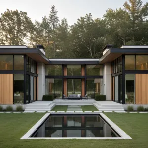 Cedar Frame Reflecting Courtyard