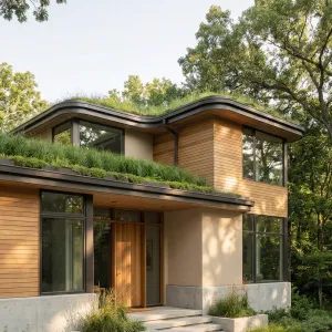 Curved Canopy House With Native Turf