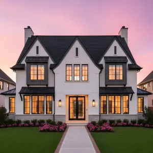 Twilight-Toned Tudor With Metal Accents