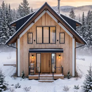 Black-Eaved Timber Nest In Snow