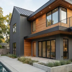 Grey Farmhouse With Cedar Glow