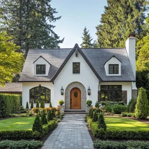 White Gabled Cottage With Wooden Warmth