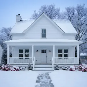 Broad-Porch Snowfield Farmhouse