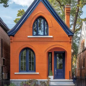 Preview of Whimsical Tangerine Tudor with Navy Accents