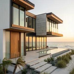 Sunset-Framed Coastal Glass Retreat