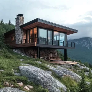 Modern Cliffside Cabin With Glass Walls