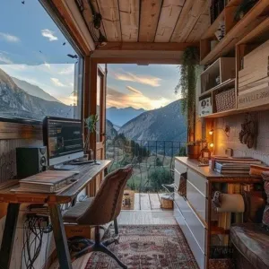 Tiny Home Office On Wheels Parked for Views