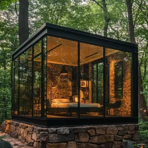 Exquisite Glass Cabin Amidst the Forest