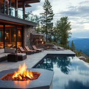 Infinity Edge Pool With Fire Pit