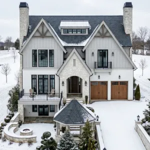 Stone Gable Court In Winter