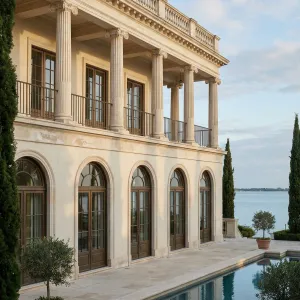 Waterfront Tuscan Colonnade Villa