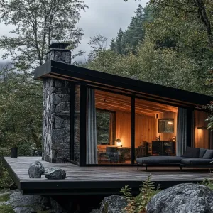 Natural Stone and Wood Cladding Combination