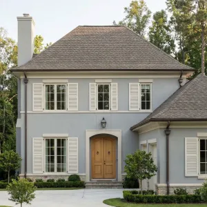 Calm Blue Stucco French Retreat