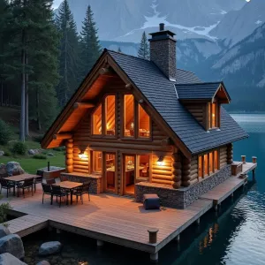 Lakeside Log Haven with Mountain Views