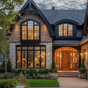 Gable Glory Amidst Stone and Shingles