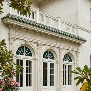 Garden Loggia With Carved Arch Doors