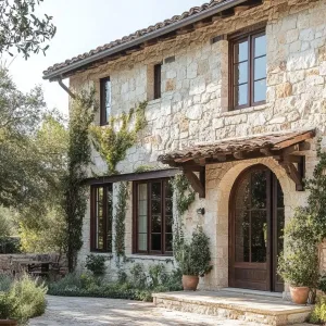 Sunlit Stone Manor with Ivy Embrace