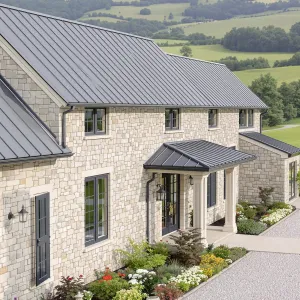 Serene Stone Residence with Rolling Hill Views