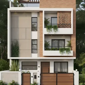 Sunlit Brick Terraces And Timber Frames
