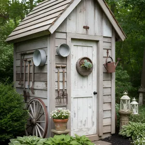 Rustic Wheelbarrow Tool Cottage