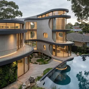 Curved Concrete Oasis Retreat