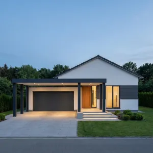 Soft Glow Entry Home With Carport