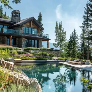 Pool Surrounded By Lush Alpine Gardens