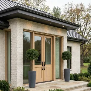 Calm Contemporary Entry With Pale Oak