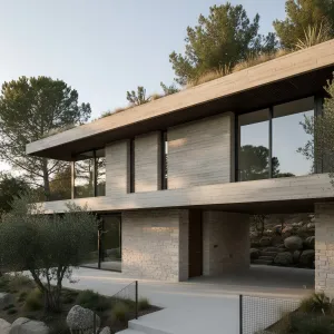 Low-Slung Garden Roof House