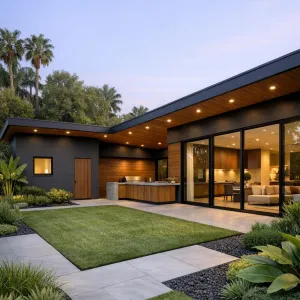 Open Corner Courtyard With Outdoor Kitchen