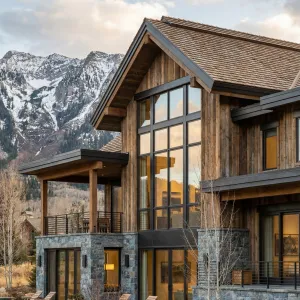 Highland Timber Lodge With Stone Base