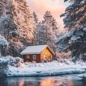 Cozy Cabin in a Winter Wonderland