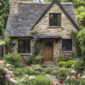 Quaint Stone Cottage Nestled in Floral Paradise