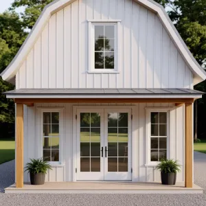 Dreamy White Barn with Potted Flair