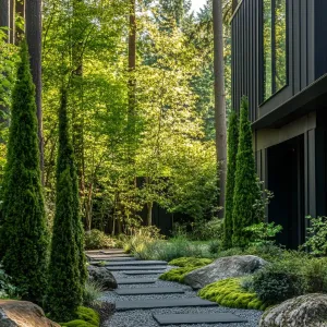 Modern Zen Pathway Through Mossy Bliss
