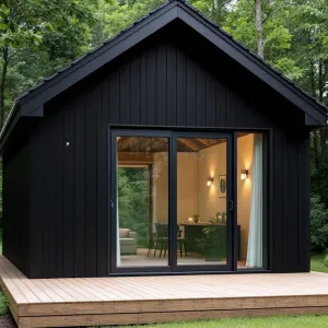 Midnight Refuge: Black Cabin Bliss