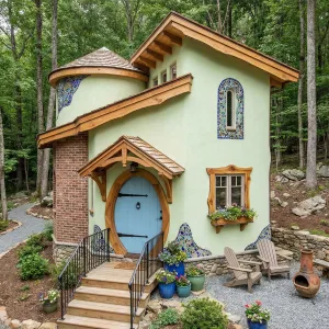 Blue Door Mosaic Woodland Roundhouse