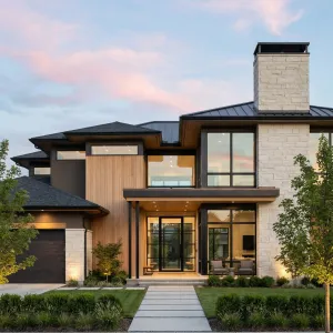 Twilight Timberframe Courtyard House