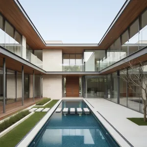 Linear Haven Courtyard Swim House