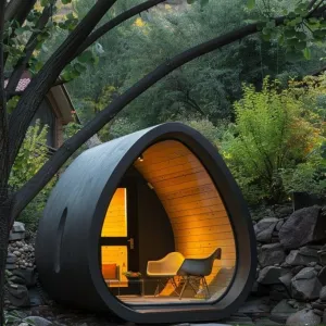 Office Pod Placed in the Garden
