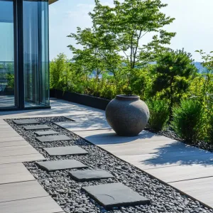 Zen Garden With Eco-friendly Furniture On the Roof