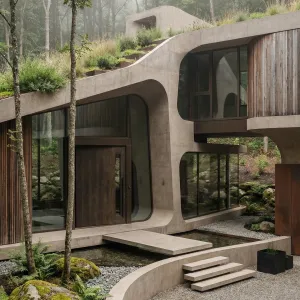 Forest Slope Concrete Garden Dwelling