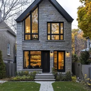 Stately Stone Fortress with a Glassy Grin