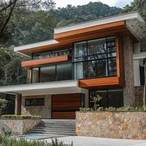 Modern Crest Vista: The Stone and Timber Haven