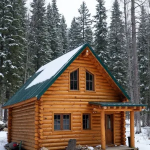 Charming Snowy Log Refuge