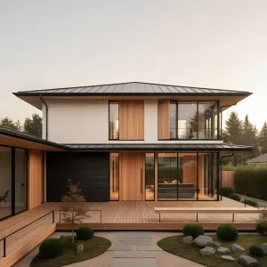 Soft Eaves Over Cedar Courtyard