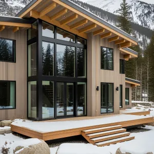 Mountain Dreamscape: Glass and Timber Delight
