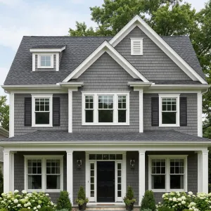 Neat Gray Gables With Garden Path