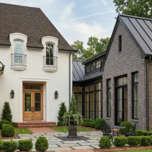 Contrasting Brick French Courtyard Oasis