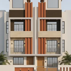 Sunset-Ribbed Twin Urban Facades